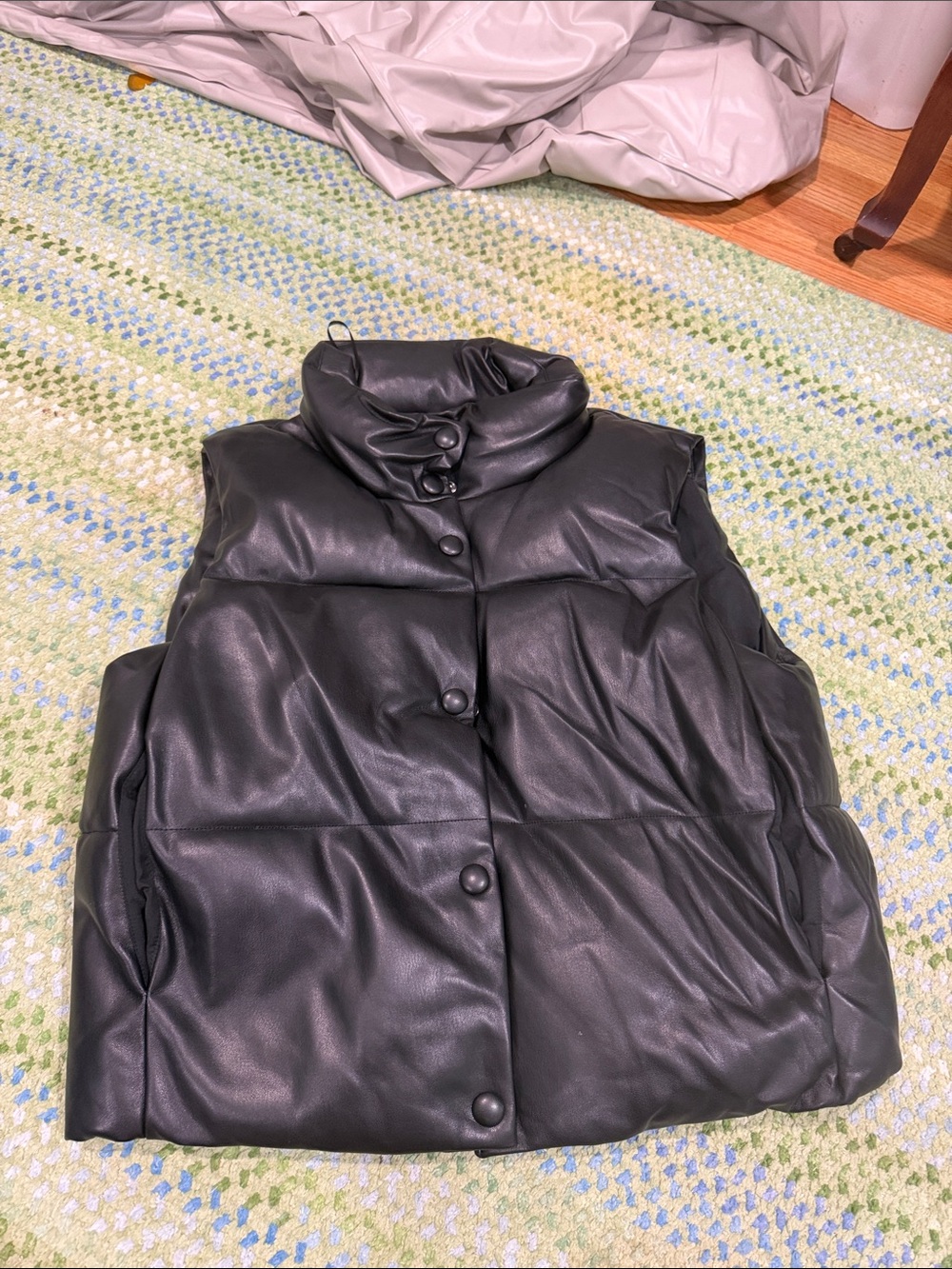La Hearts Black Faux Leather Puffer Vest